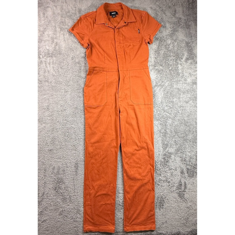 ATWYLD Womens M Orange Short Sleeve Jumpsuit Coverall Pit Crew Work Utility